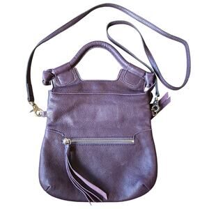 Foley and Corinna Purple Purse Bag Large Mid City Fold Fringe Vegan Leather Boho